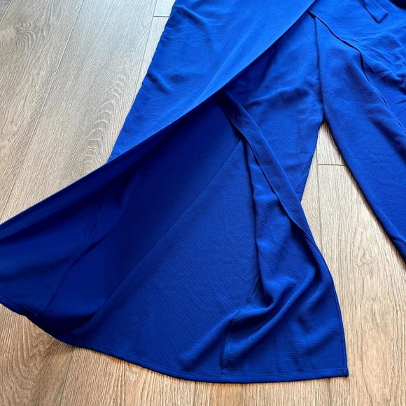 NWT London Style Collection Azure Blue Wrapover Jumpsuit Size 16 - Picture 4 of 8
